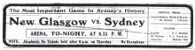 1914 MPHA Championship ad New Glasgow Black Foxes vs Sydney Millionaires